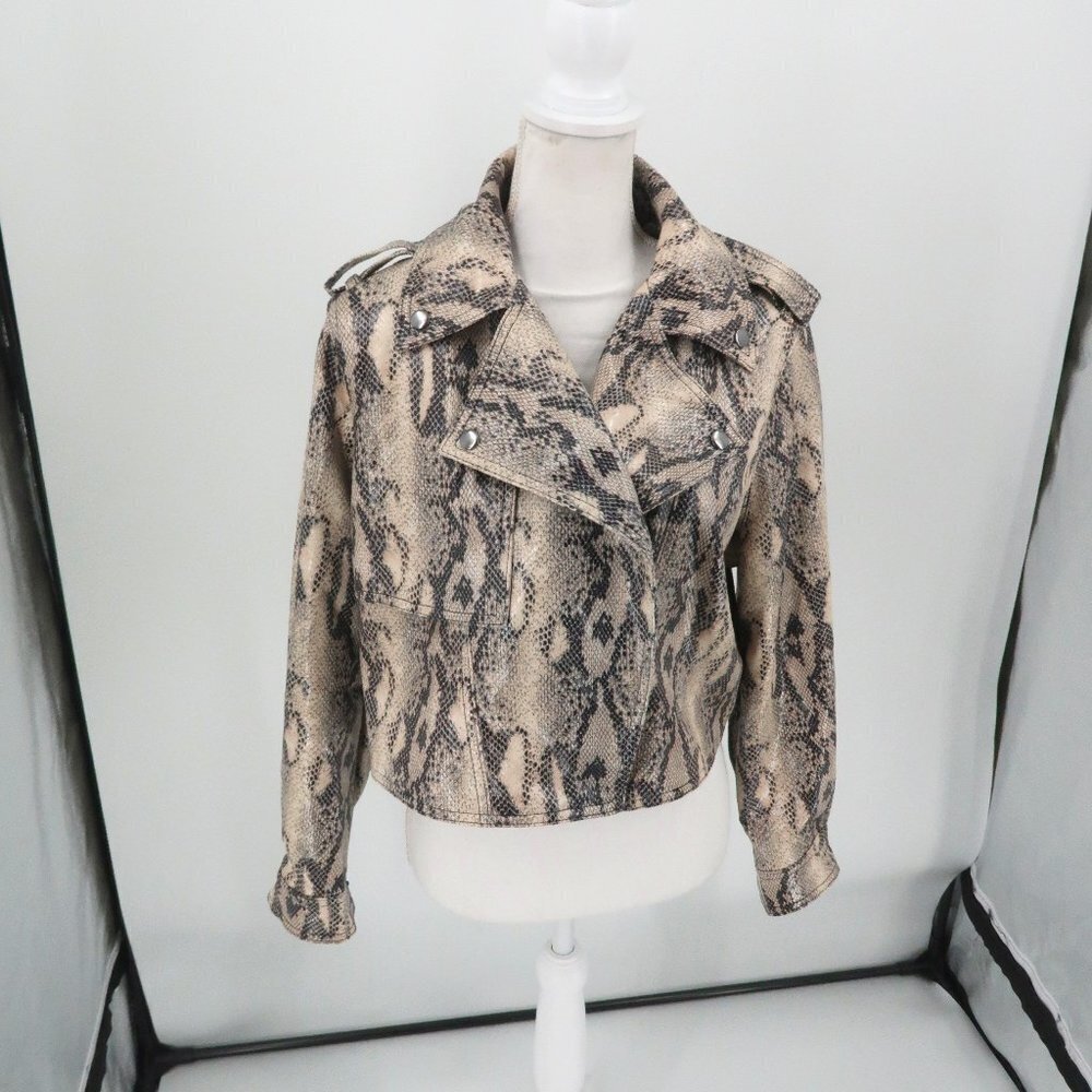 Jennifer Lopez Snake Print Moto Style Jacket Size Small